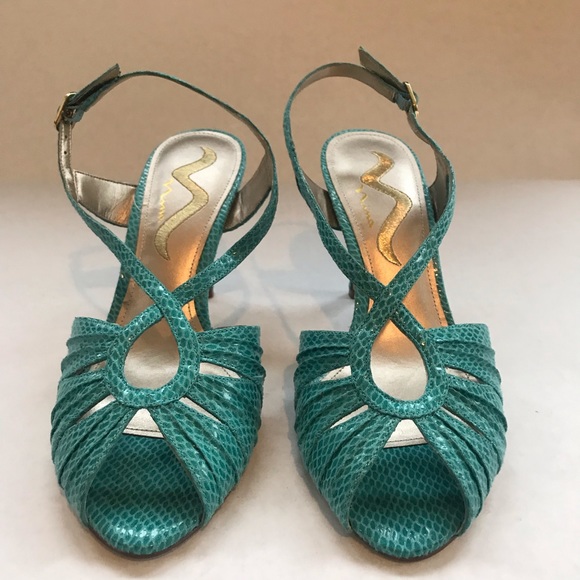 Turquoise Nina open toe heels - Picture 3 of 6